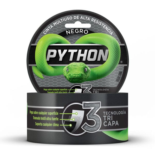PYTHON® Cinta Multiuso color negro (48mm x 9mts)