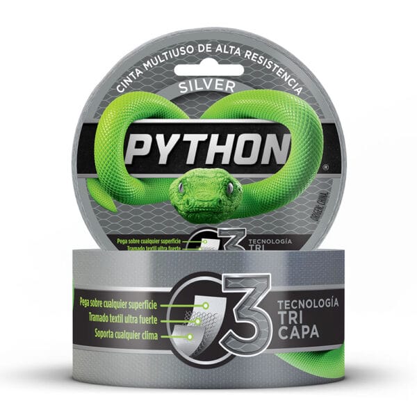 PYTHON® Cinta Multiuso color gris (48mm x 9mts)