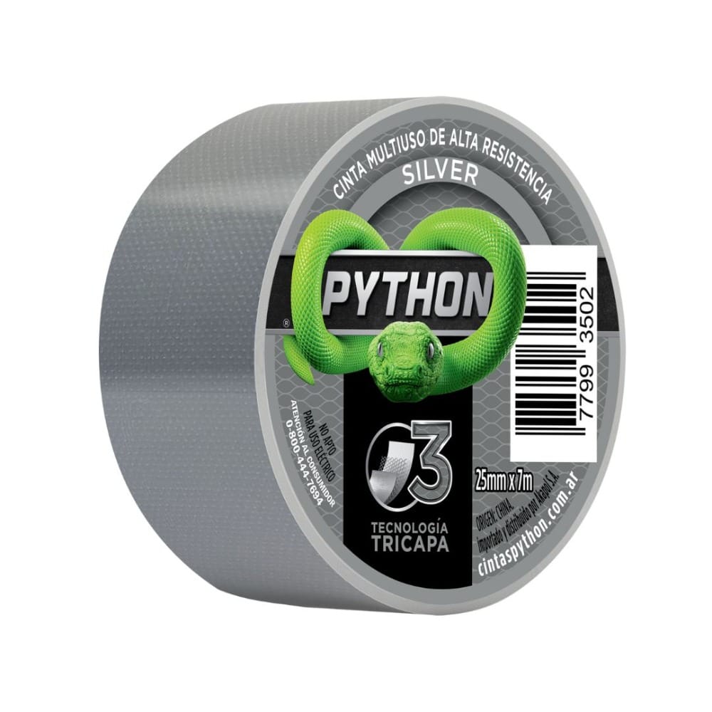 PYTHON® Donde Estés - Cinta Multiuso color gris (25mm x 7mts)