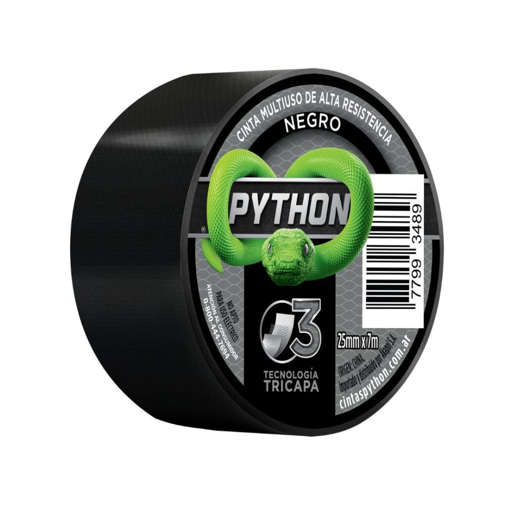 PYTHON® Donde estés - Cinta Multiuso color negro (25mm x 7mts)